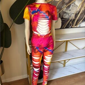 Vibrant Tie-Dye Cutout Jumpsuit